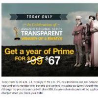 仅限今天只需67美元即可获得Amazon Prime