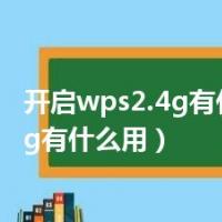 开启wps2.4g有什么用（4g有什么用）